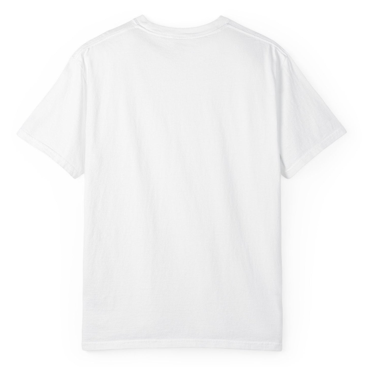 Back of white short sleeve shirt